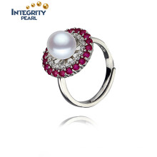 Natural Freshwater Pearl Ring 7.5-8mm Near Round Simple Design Pearl Ring
